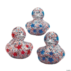 Red and Blue Glitter Rubber Duckies 12 Pk